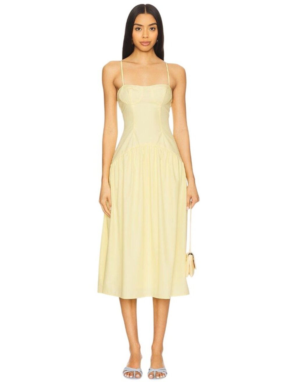 MORE TO COME Margaery Midi Dress in Yellow Small New Womens